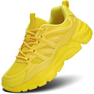 Women's Yellow Comfort Lightweight  Slip On Mesh Soft Sole Fashion Sneakers